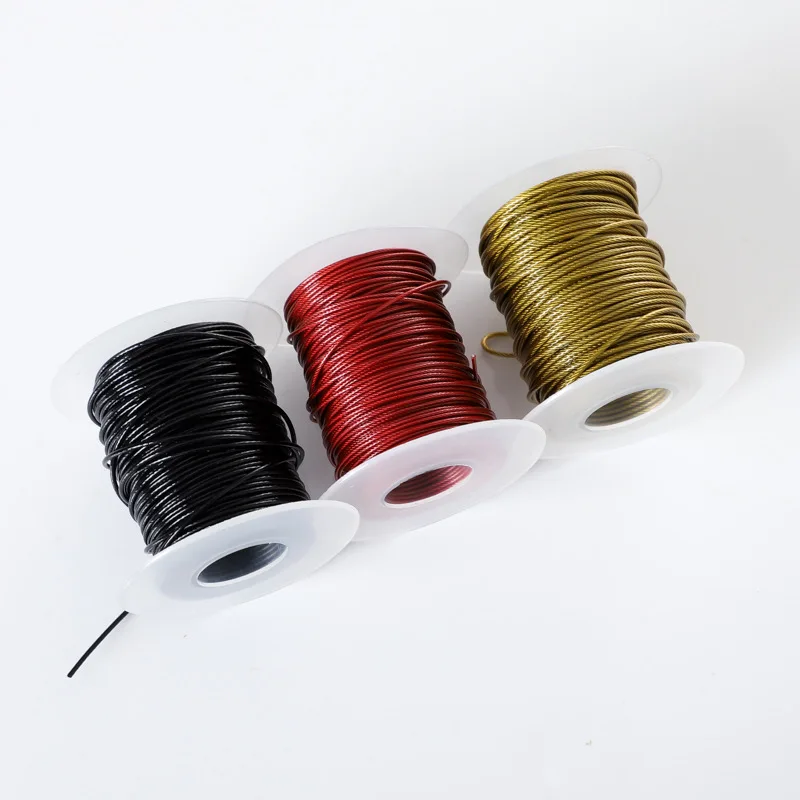 Màu Sắc Nhỏ 0.38-1MM PVC Bọc Nhựa Thép Không Gỉ 304 Dây Cáp Linh Hoạt Câu Cá Phụ Kiện Dây Cáp