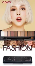 NOVO 10 Colors FashionEye Shadow palette Shiny Matte Glitter Pigment Long lasting Shimmer Pigmented Nude Eye ShadowCosmetic