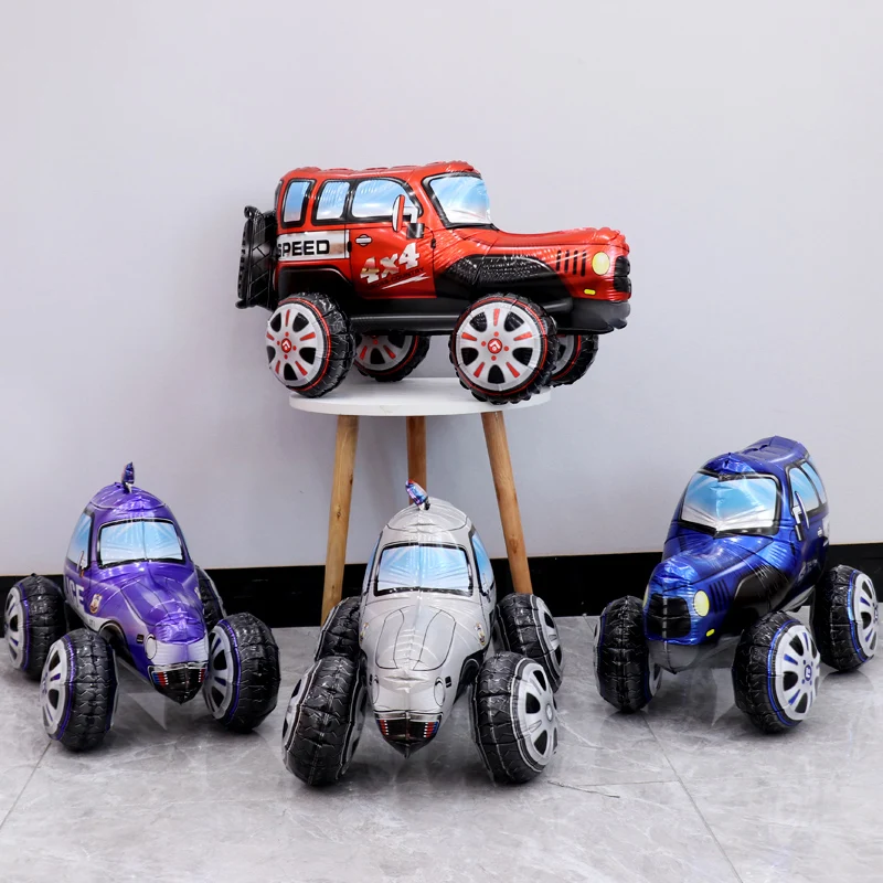 1pc 4D Police car SUV beetle racing Car Foil balloon cartoon Globe Children Gifts Birthday Party Decorations Kids Toy Balls