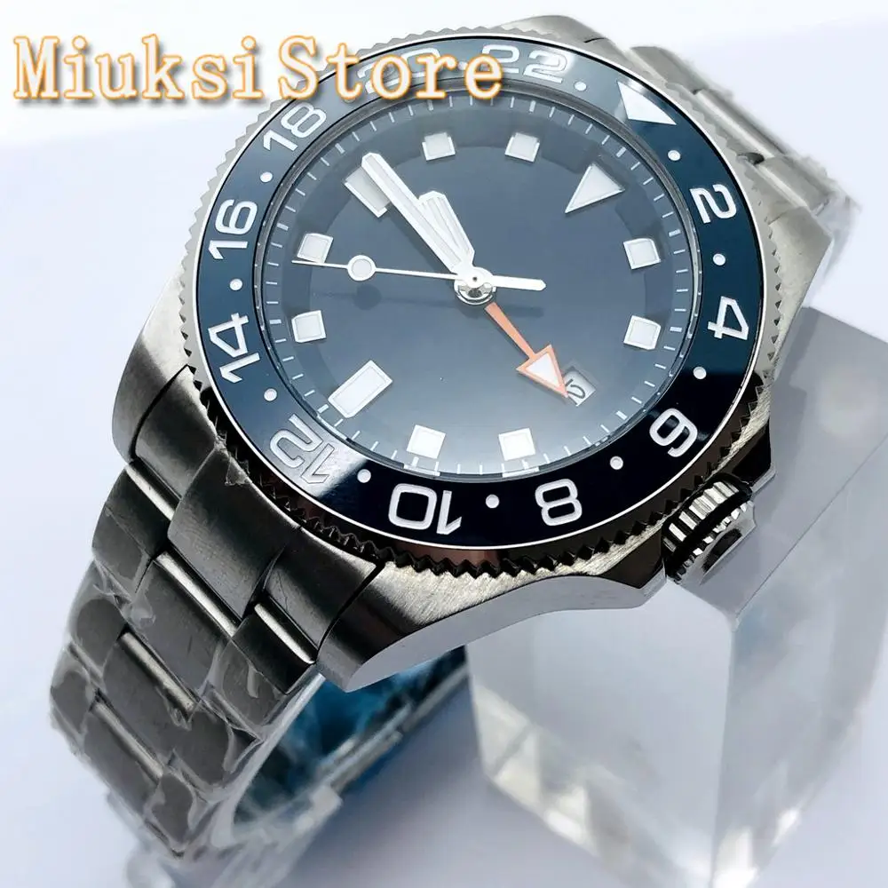 

BLIGER 43mm Men's Top GMT Mechanical Watch Sapphire Glass Ceramic Bezel Blue Sterile Dial Luminous Men's Automatic Watch