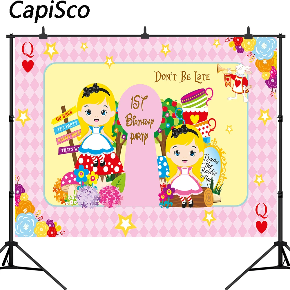 Capisco Spring Backdrop Wonderland Birthday Party Flowers Forest Mushroom Photography Background Kids Fairy Tale Photophone