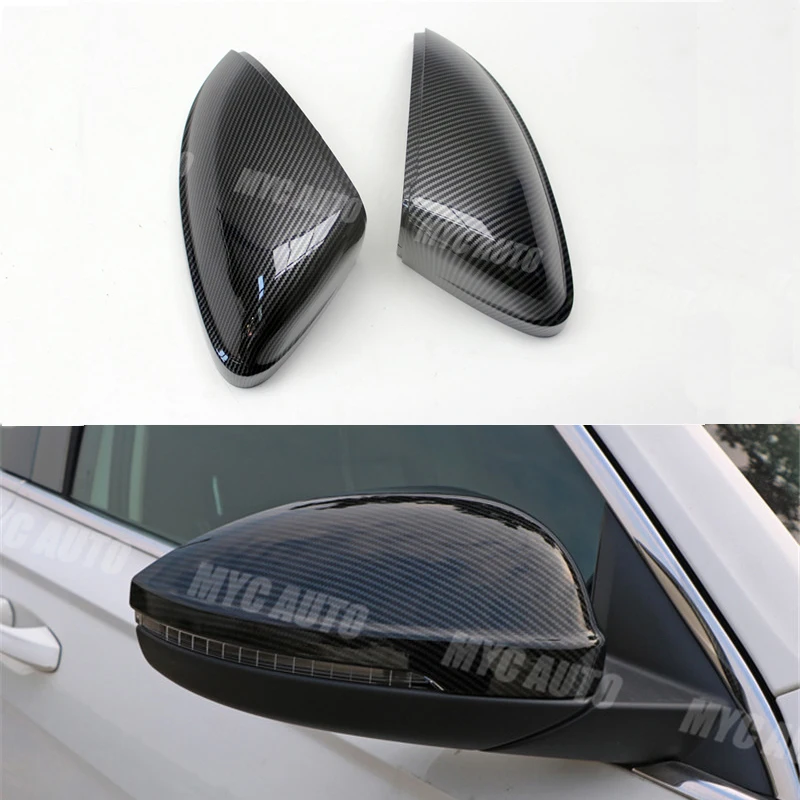 Mirror Cover For Volkswagen VW Sagitar 2019+ Replacement Style Carbon Fiber Look Rear View Mirror Cover