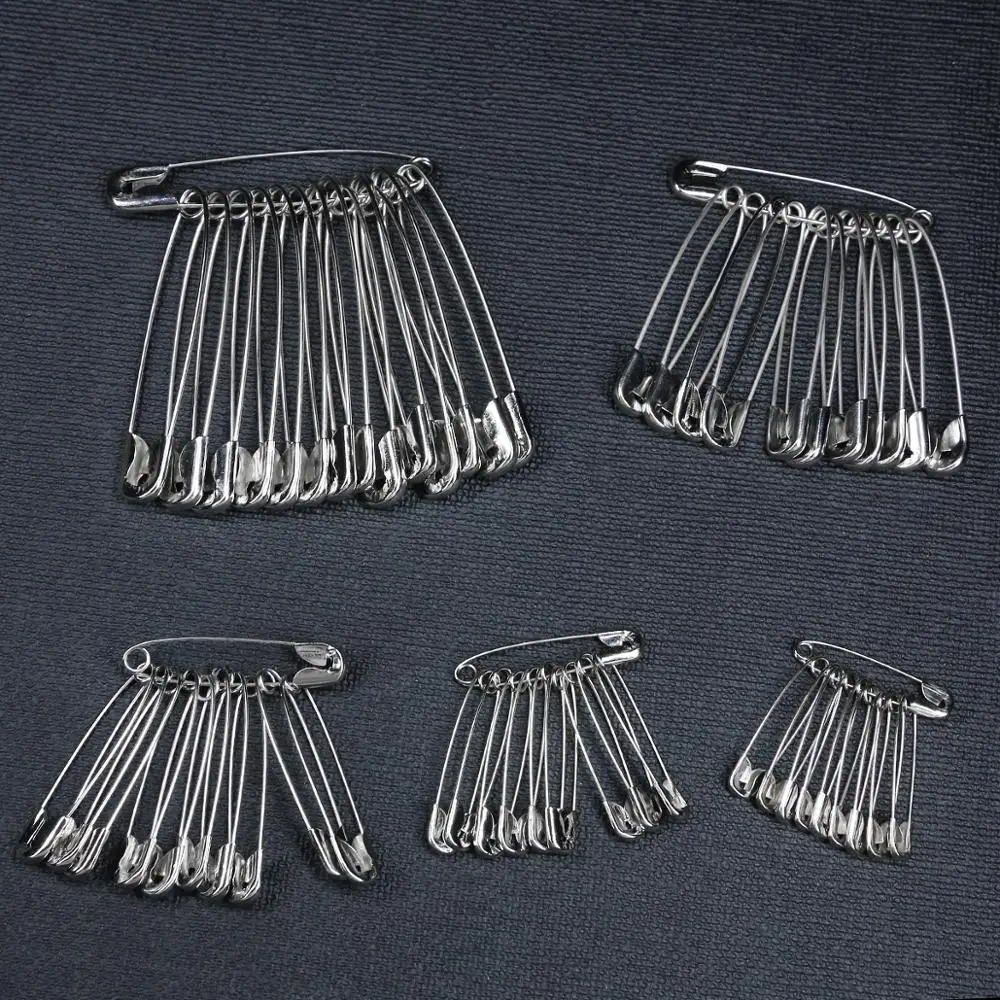 50pcs Gold Silver Iron Needles Large Safety Pin 27-55mm Small Brooch Sewing Tools For Apparel Clothes Tags Accessories Supplies