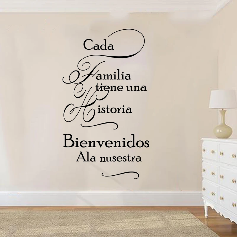 Large Spanish Every family has a story Wall Sticker Living Room Bedroom Spanish Cada Familia Tiene Una Historia Family Decal