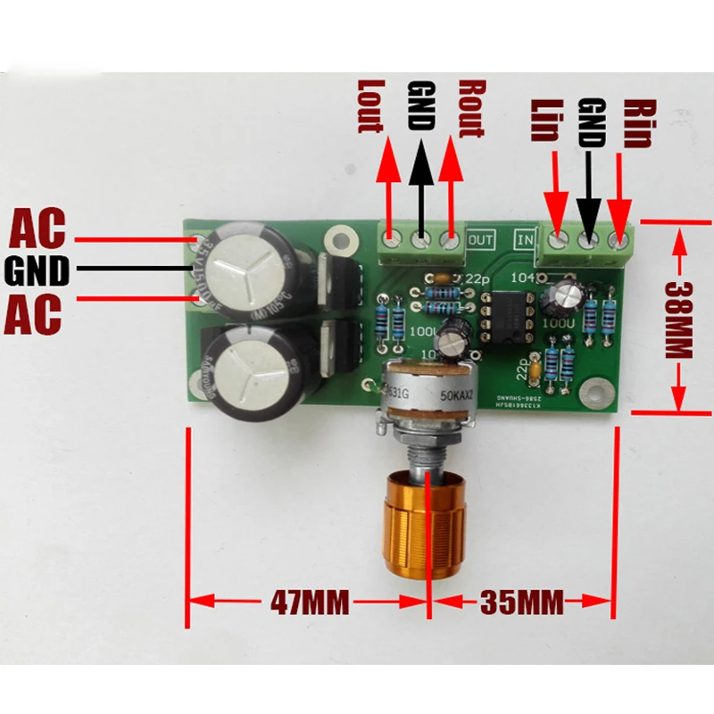 KYYSLB AC Dual 12-18V OPA2604+ALPS Potentiometer Preamp Board Signal Lossless Throughout Preamp