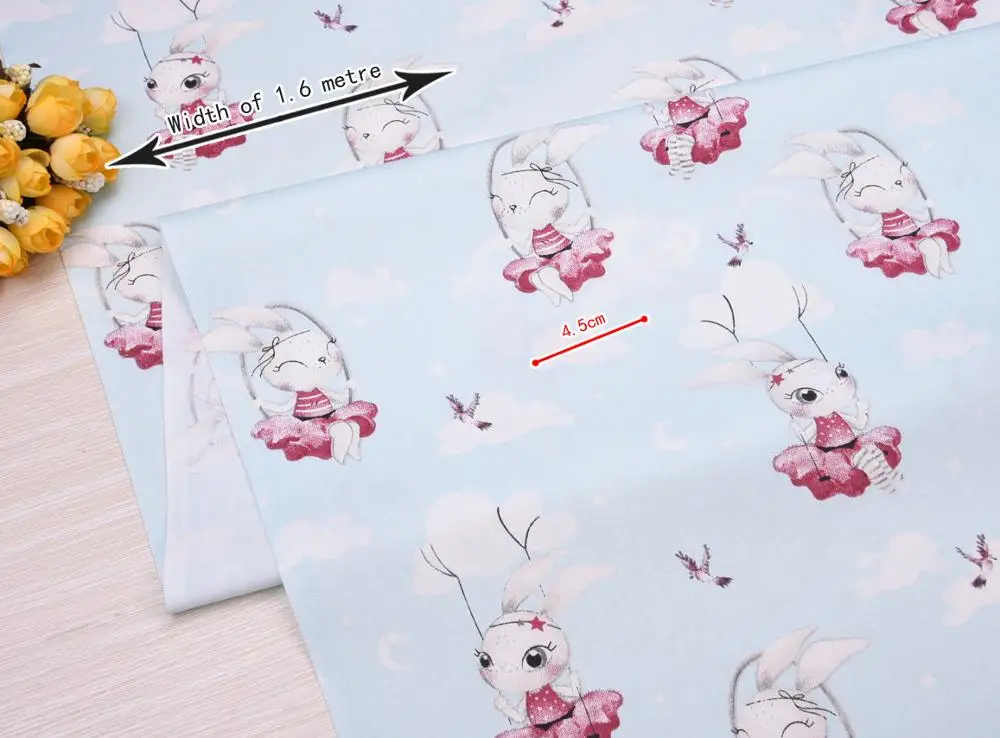 Rabbit Tri angle DIY Sewing Patchwork Quilting Fat Quarter Tecido Clothes Tilda For Sheet Textiles New Twill 100% Cotton Fabric