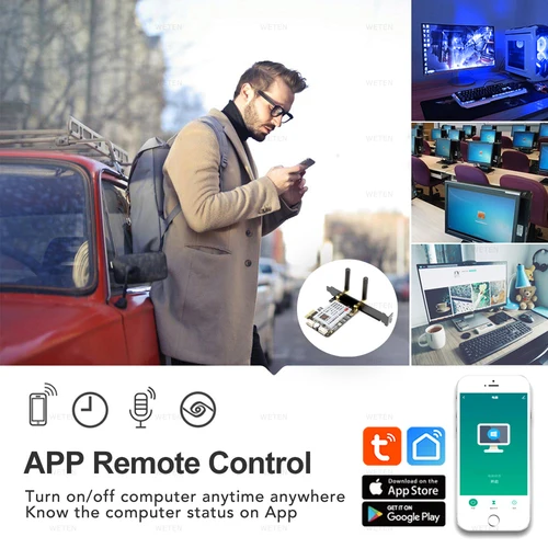 Imagen 2 del producto Tuya Wifi ordenador interruptor de Reinicio de energía tarjeta PCIe 433 RF remoto inalámbrico PC botón de encendido, aplicación de Control de voz con Alexa Google Home