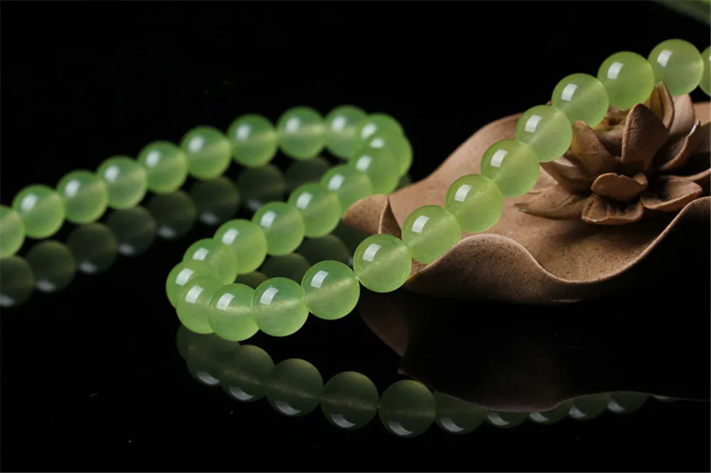 Grade A Natural Apple Green Jade Beads 6mm 8mm 10mm 12mm Smooth Polished Round 15 Inch Strand YZ49