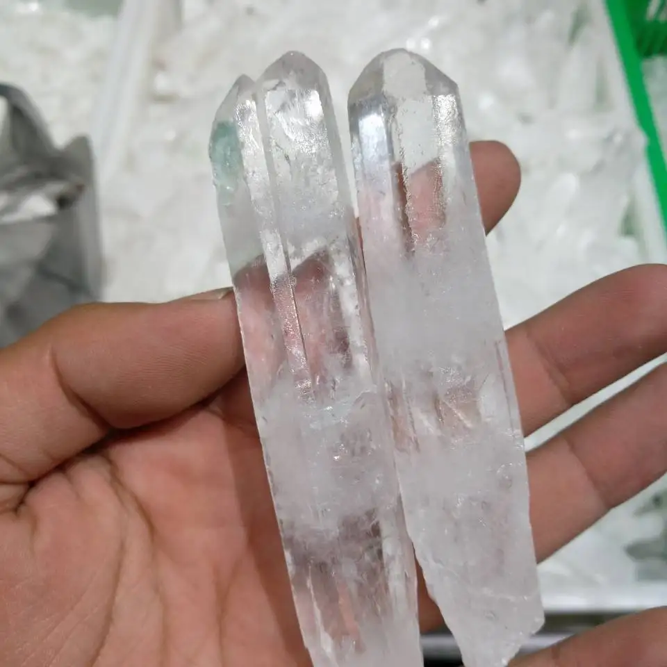 2pcs Natural Double end Lemurian Seed Quartz Crystal Point