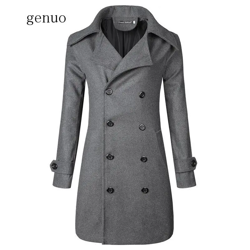 Wholesale 2020 Foreign Trade Plus-sized Trench Coat Men's Double-breasted Mid-length Porous 3D Trench Coat Duffle Coat