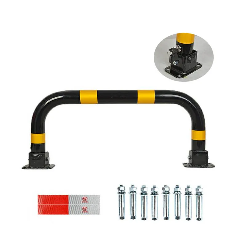 

Gantry Lock removable bollard parking lot guide barrier yellow black steel traffic bollard and vehicle detector parking