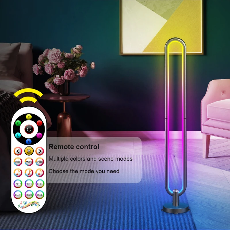 HIMOJO Tuya Nordic Minimalist Smart RGB Atmosphere Colorful Floor Lamp With Remote Control