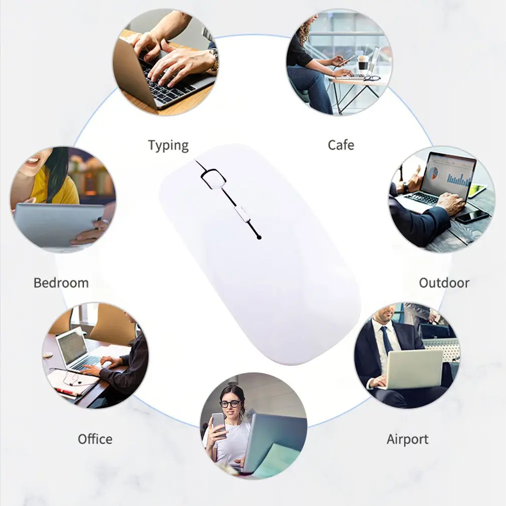 ماوس لاسلكي رفيع جدا صامت USB الفئران البصرية 2.4 جيجا هرتز الكمبيوتر 1600 ديسيبل متوحد الخواص اللاسلكية فأرة للكمبيوتر المحمول