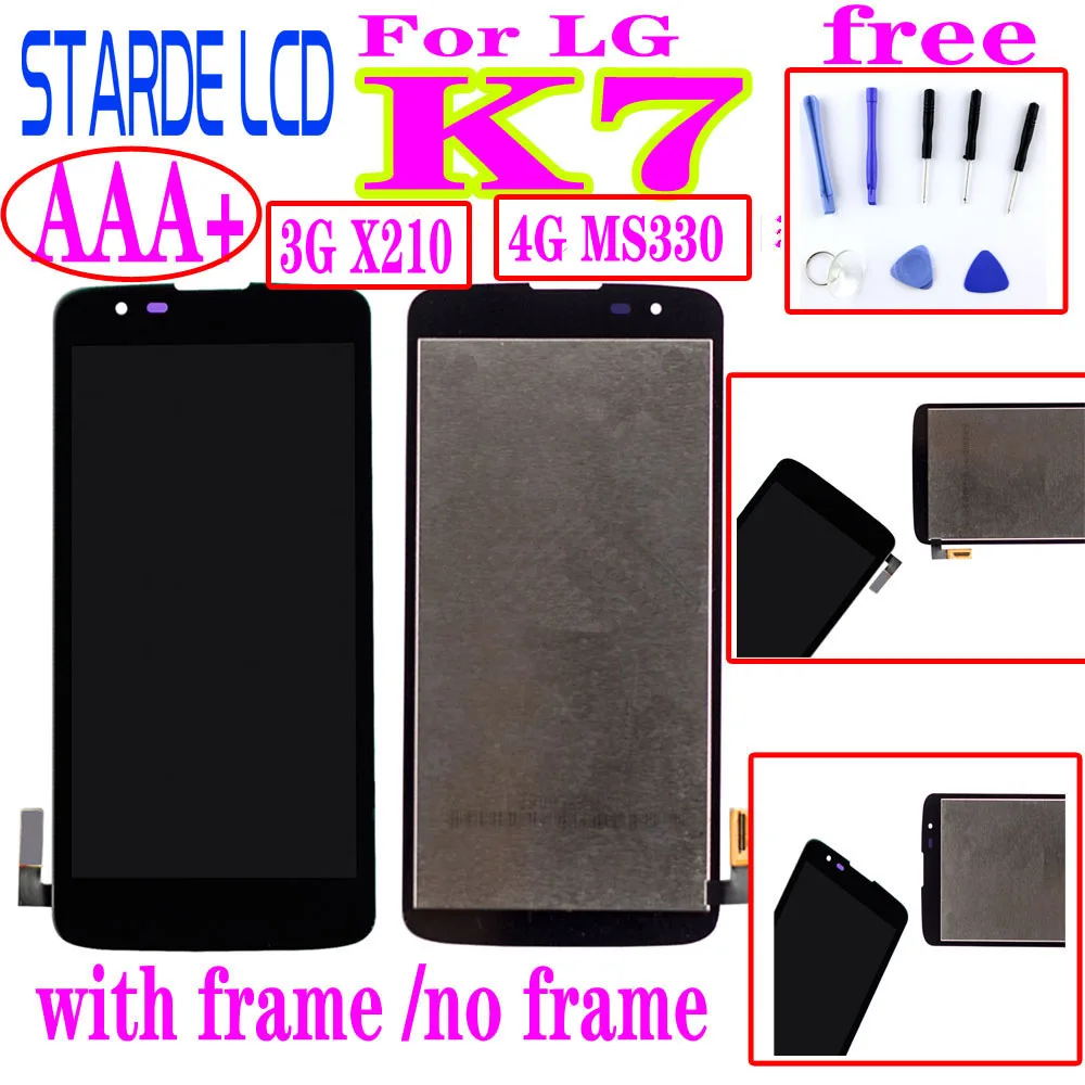 

AAA+ For LG K7 3G X210 LCD Display Touch Screen Digitizer Assembly For LG K7 LTE 4G MS330 AS330 K332 K330 X210DS L51AL L52VL LCD