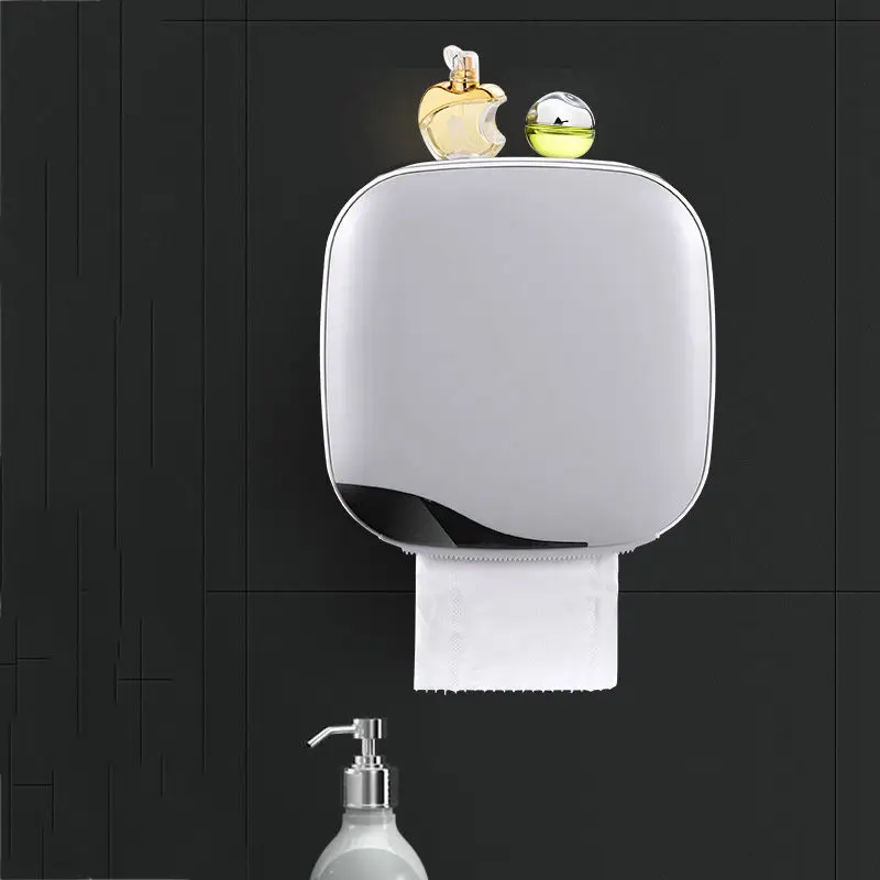 Wall Mounted Tissue Box, Waterproof Tray Roll Tube for Toilet Paper, Storage Box Tray, Tissue Box Shelf, Bathroom Product