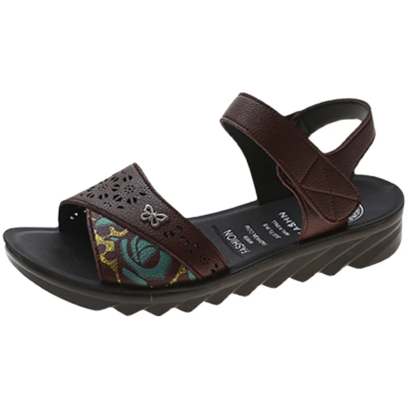 High Quality Summer Women Sandals Soft Leather Soft Casual Sandals Ladies Flat Comfortable Mother Shoes Female Shoes