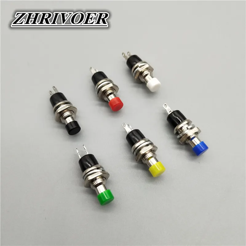 6Pcs PBS-110 Mini Momentary ปุ่มกด NO/NC 7มม.สีแดงสีเหลืองสีเขียวสีฟ้าสีดำสีขาว