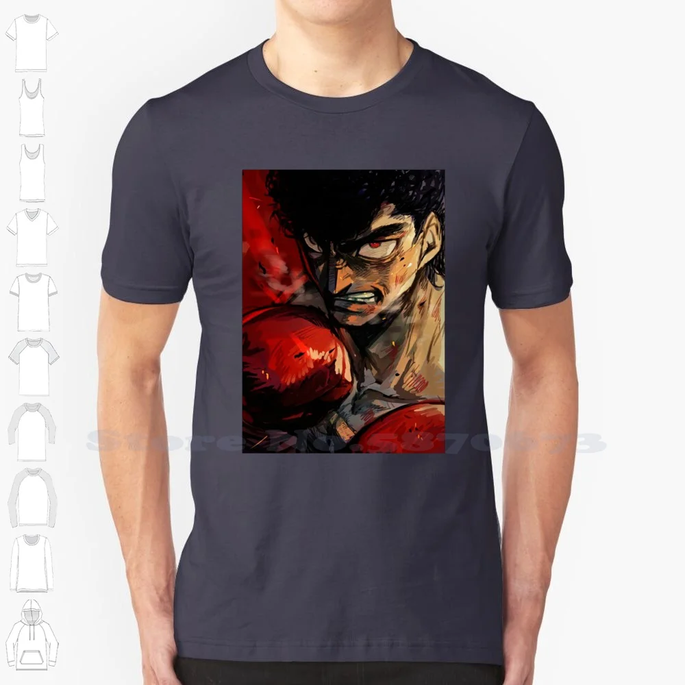 Takamura 100% Cotton T-Shirt Boxing Boxer Sleeve Anime Dempsey Roll Takamura Mamoru Aoki Kimura Being