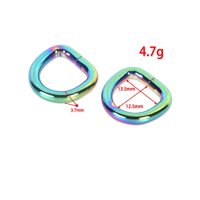 Handbag D Ring, Mini Rainbow Color D ring, Metal D ring 1/2 Inch For Sale -5pcs