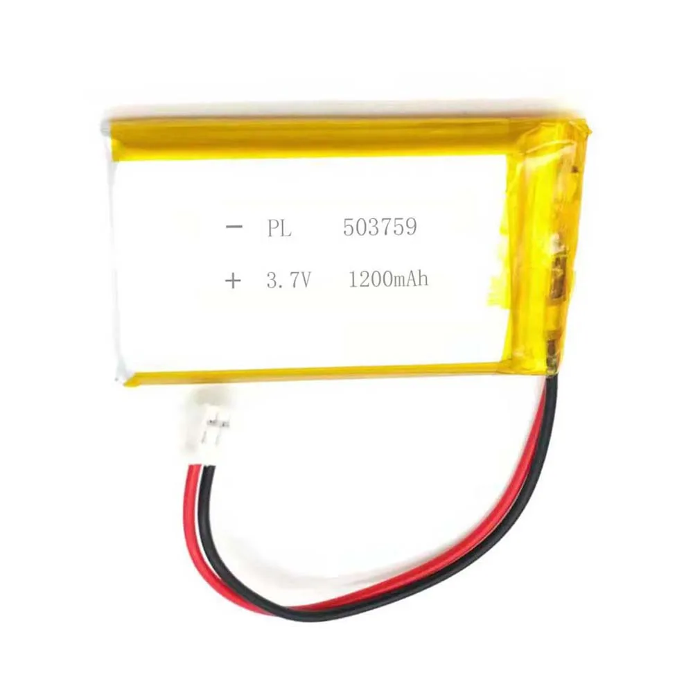 UL Verified 3.7V 1200mAh 503759 Li Lithium Polymer Ion Battery with 2.0mm JST Connector Fits For MP3 GPS