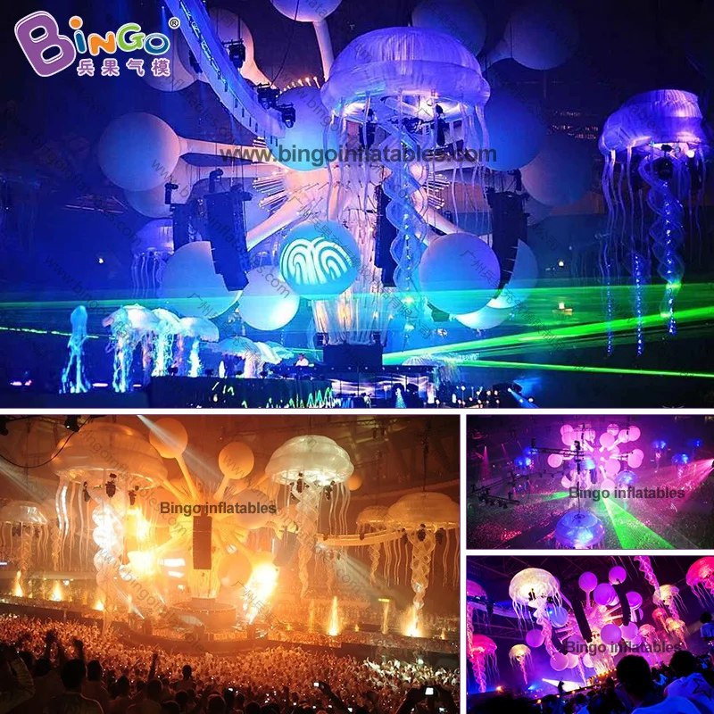 

Personalized 1.6 meters inflatable Jellyfish with LED lighting for stage decoration / hanging jellyfish balloon toys for sale