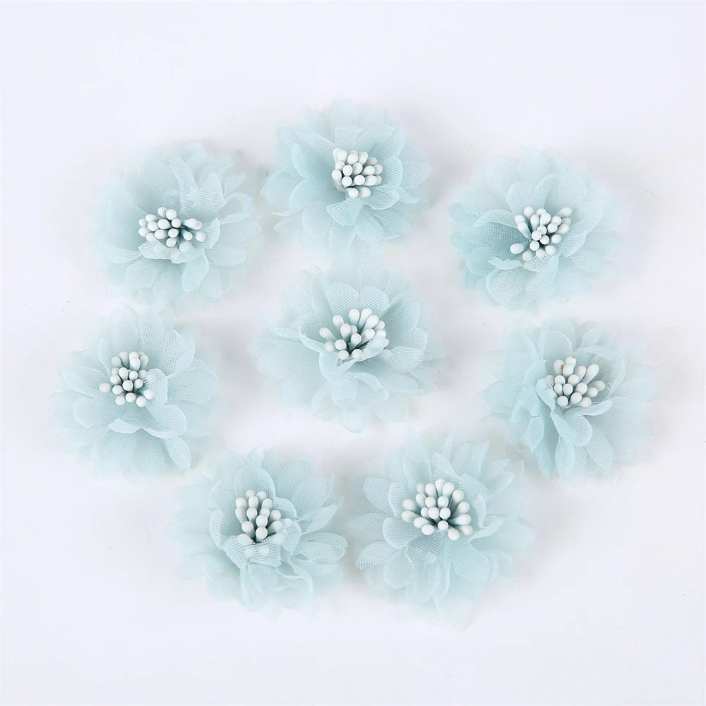 10 Stück Chiffon Künstliche Blumen DIY Blumen Kopfbedeckung Kleid Hochzeitsdekorationen Home Decor Kleidung Accessoires Haarschmuck – Detail 11