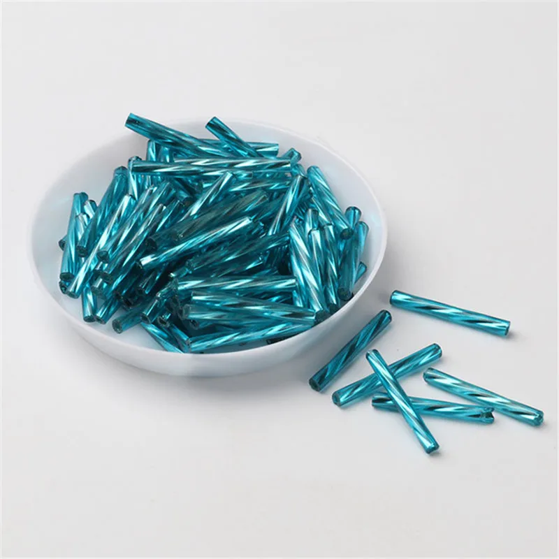 100Pcs/Lot 2mm*20mm Czech Twist Bugles 0/12 Leptospira Glass Tube Seed Beads for Jewelry Making,Women Garment Sewing Accessories