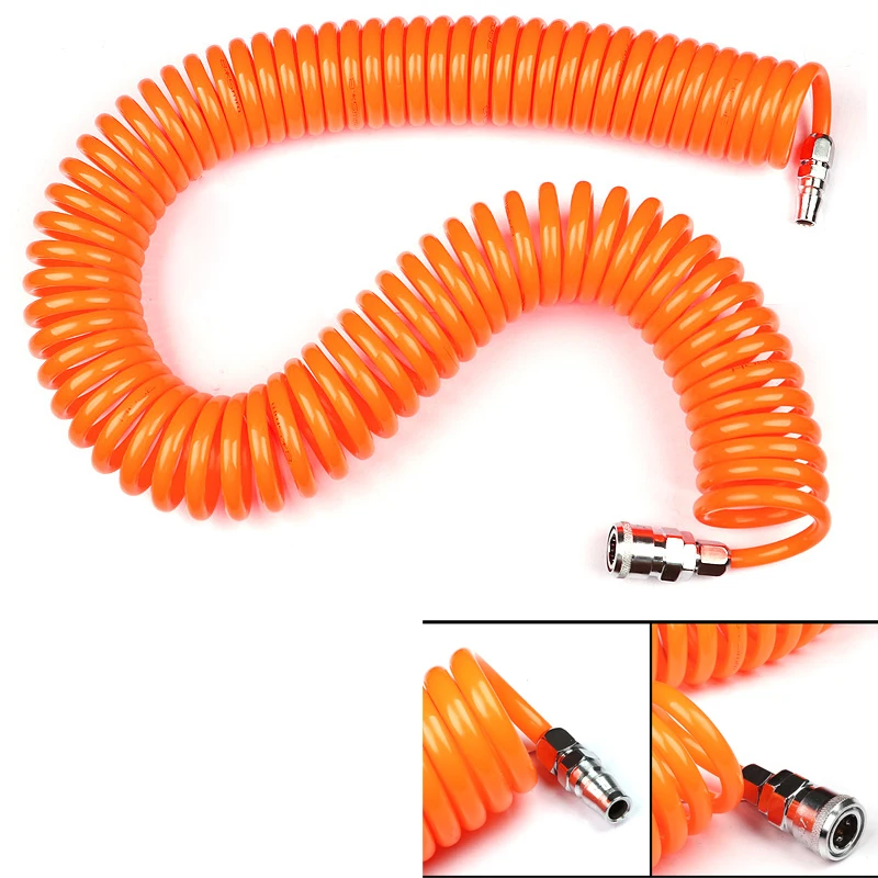 

12M/15M Pneumatic 8*5mm Air Compressor Telescopic Spiral Hose Spring Tube Dropship Flexible Air Tool Pipe Spiral Pipe with Conne