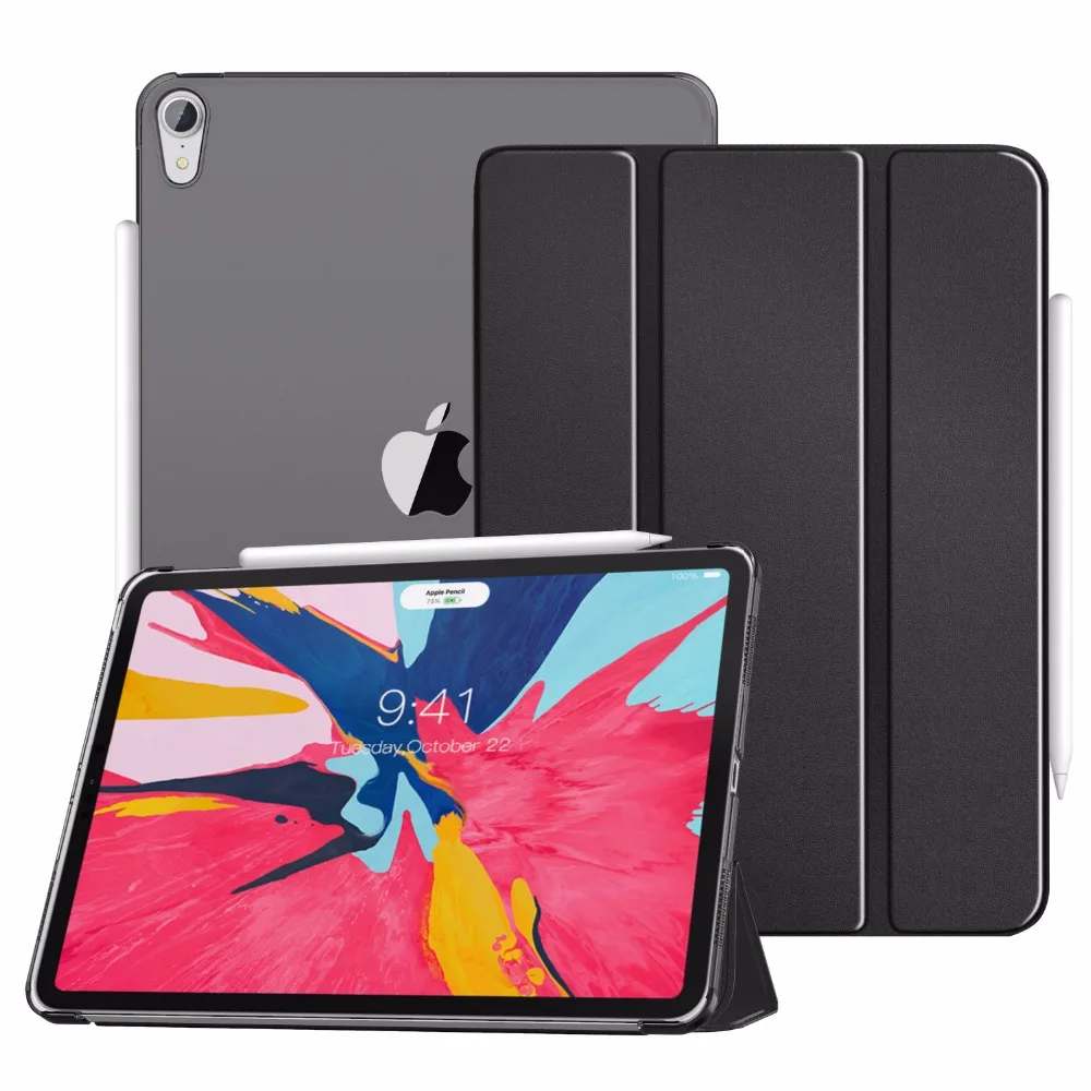 Case for iPad Pro 12.9'' 2018- Translucent Frosted Back Protector Shell Stand Cover for Apple Pencil's Magnetic Attachment Side