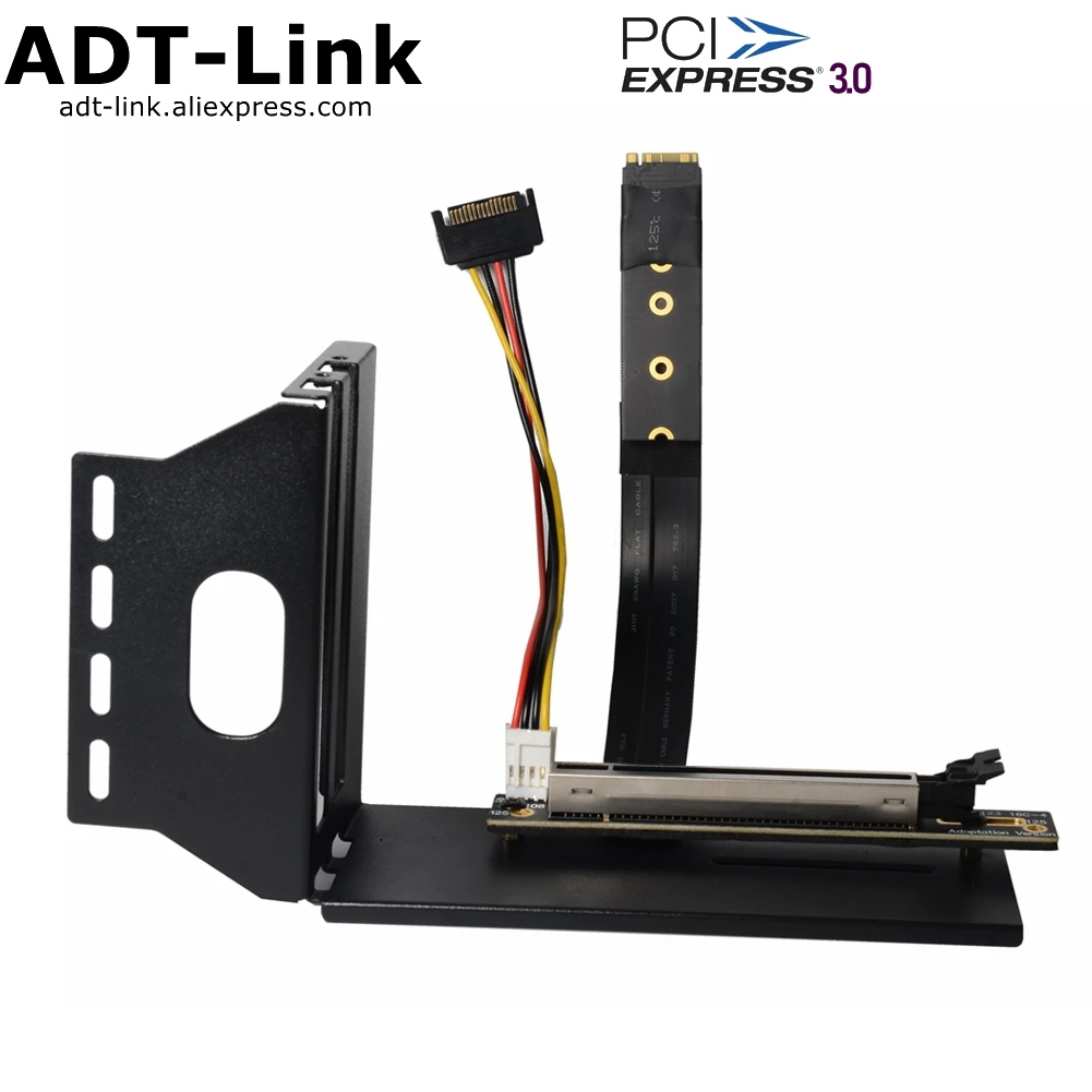 PCIe 4 Riser Card X4 Gen3.0 Extender M.2 NGFF NVMe Key M to Key-M with Vertical Bracket Holder Base for PCI Express