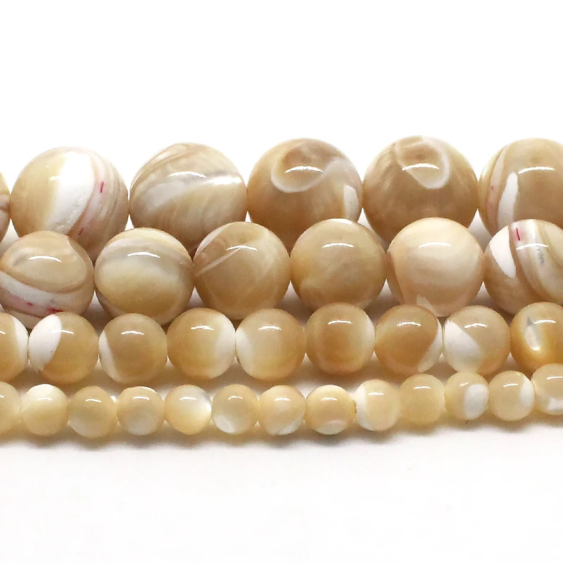 Natural Trochus Shell Stone 4/6/8/10 mm Round Loose Beads 15inches/strand For Women jewelry Making DIY Bracelet Necklace(F00578)