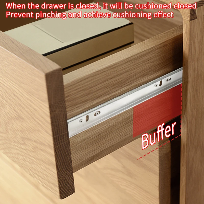 CXHIIA Drawer Stainless Steel Slide Rail Three-Section Rail Damping Buffer  Thickened Cabinet Wardrobe  Mute