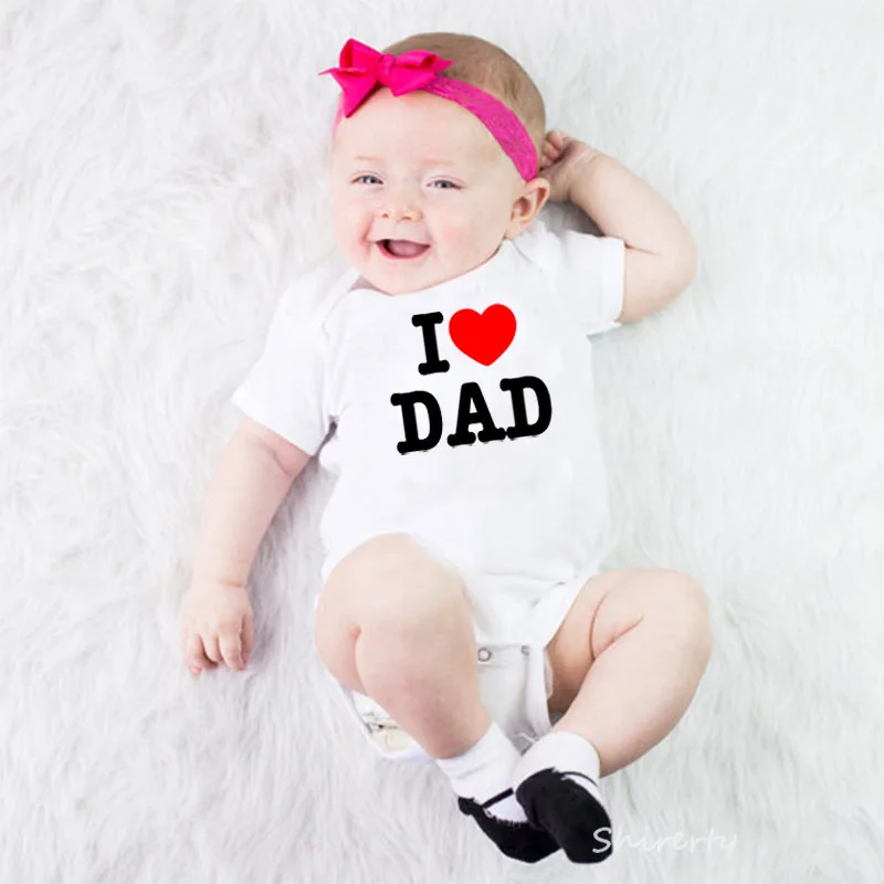 I Love MOM/DAD Print Infant Toddler Baby Girl Boy Romper Jumpsuit Clothes Shirt Cotton Summer Baby Clothes