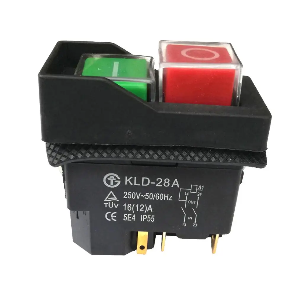 KLD-28 KLD-28A 4Pin 5Pins 250V wodoodporne elektromagnetyczne przełączniki przyciskowe elektryczny przełącznik przyciskowy bezpieczeństwa do krajalnicy
