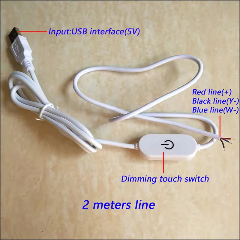 DAICAN LED Touch Switch Dimming Controller USB Interface With 2 Meters Line Welding 3W 3colors Light Board Input 5V 12V