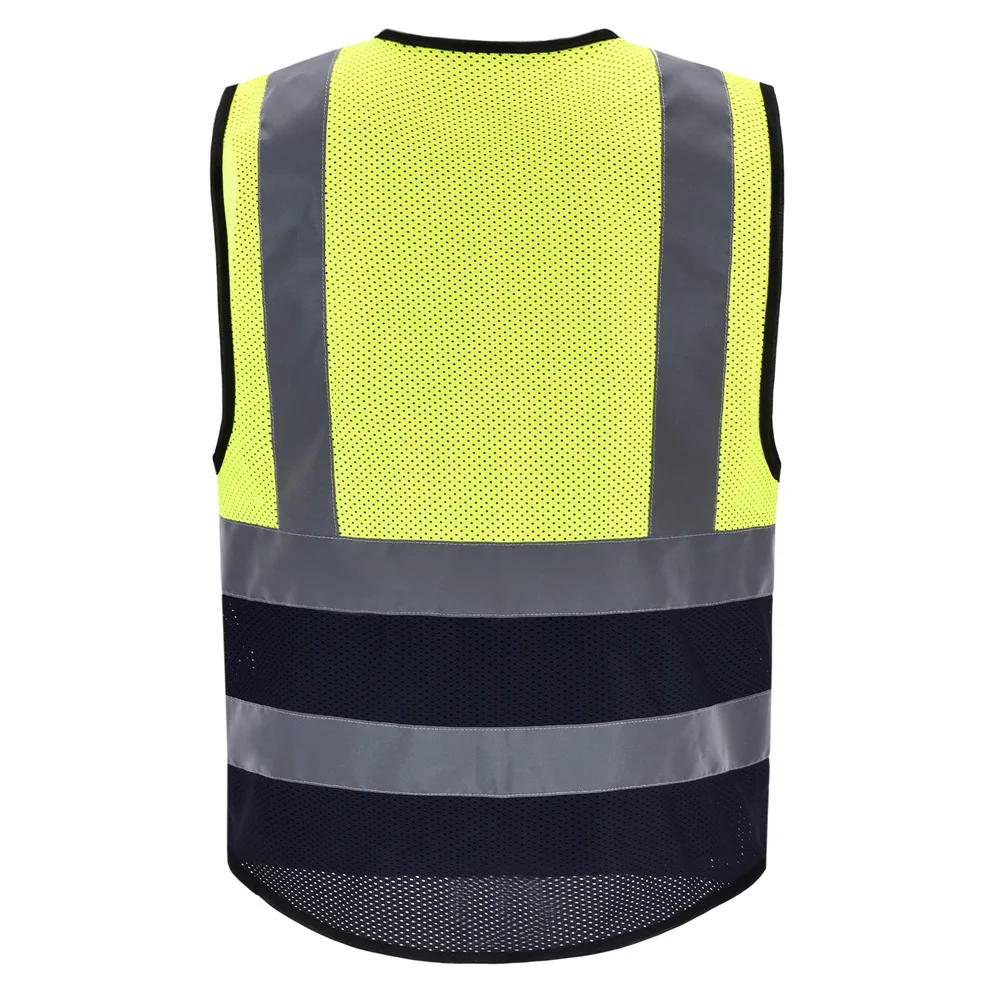 AYKRM wysoka widoczność kamizelka odblaskowa bezpieczeństwo kieszeń na zamek Hi Viz kamizelki bezpieczeństwa Multi Logo na zamówienie budowa