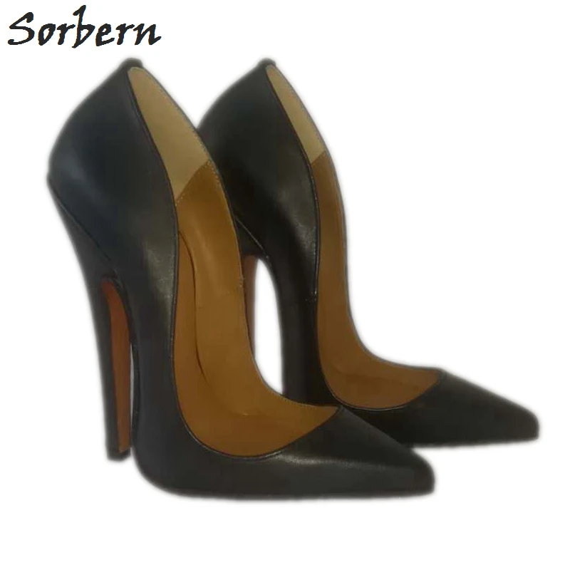 Sorbern 16Cm stiletti vera pelle donna pompa punta a punta nero opaco Ol scarpa donna taglia 39 Fetish tacchi alti colori personalizzati