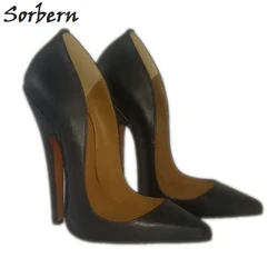 Sorbern 16Cm stiletti vera pelle donna pompa punta a punta nero opaco Ol scarpa donna taglia 39 Fetish tacchi alti colori personalizzati