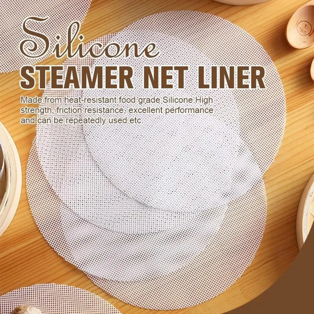 5Pcs Round Non Stick Silicone Steamer Pad 20/28/48cm Reusable Dim Sum Paper Restaurant Steamers Net Liner Kitchen Cooking Tool