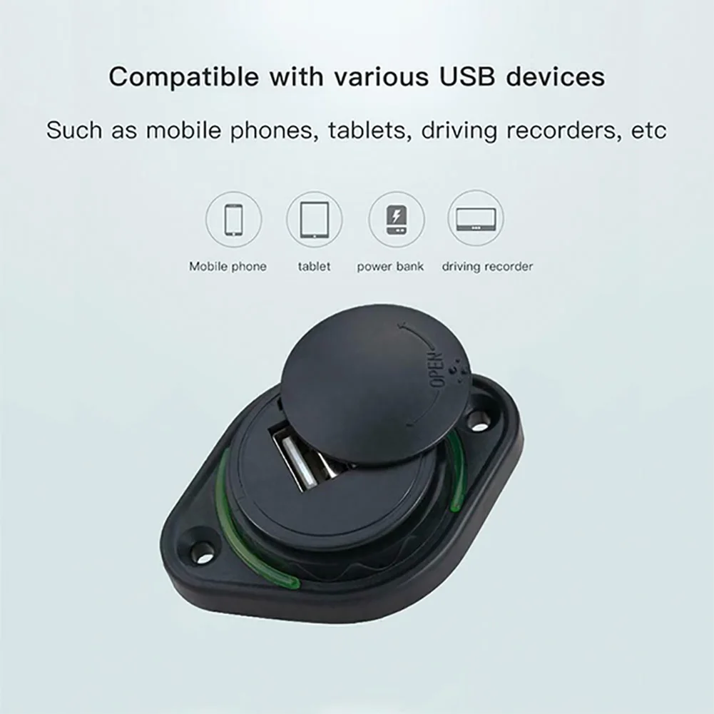 3 1A 12 24V Slide Lid Car Bus Boat Dual USB Port Charger Power Socket Outlet for iPhone 11 Pro Max