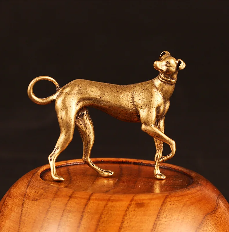 Handmade solid Brass rural dog craft DIY ornament Miniature Fitting Keychain Pendant desktop decoration accessories a0388