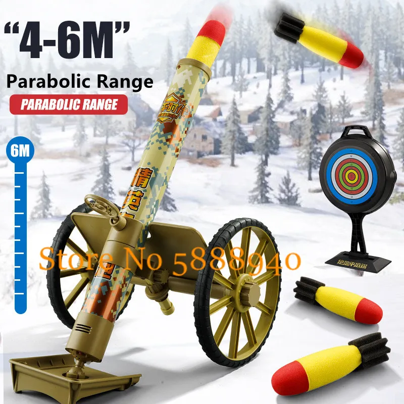 DIY Assembly Mortar Simulation Shooting Sponge With Soft Bomb Multi-Angle Adjustment Mortar Mobile Mortar Push Rocket Launcher