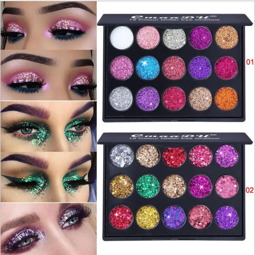 15 Color Diamond Sequins Eyeshadow Glitter Powder High-gloss Eye Shadow Sequins Glitter Loose Shimmer Eye Shadow Makeup T0220