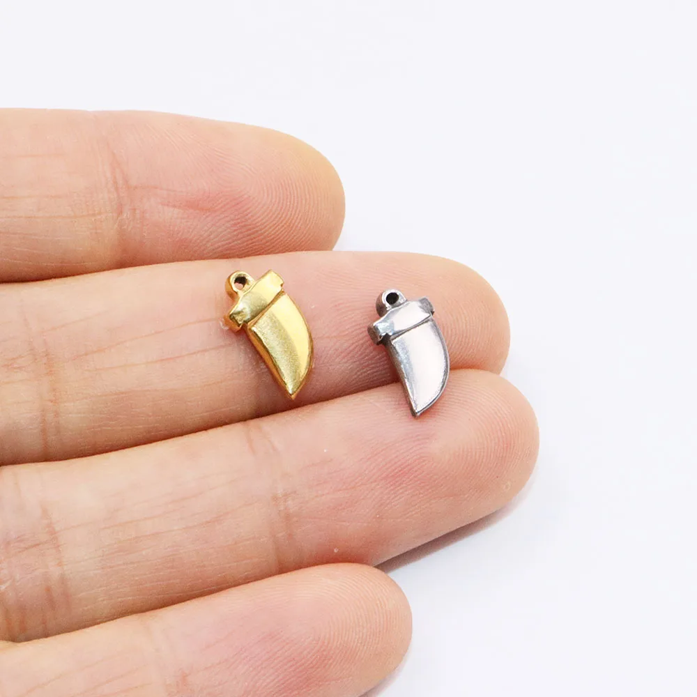5pcs 12*6mm Wholesale Stainless Steel High Quality Teeth Charms Pendant DIY Necklace Earrings Bracelets Unfading 2 Colors