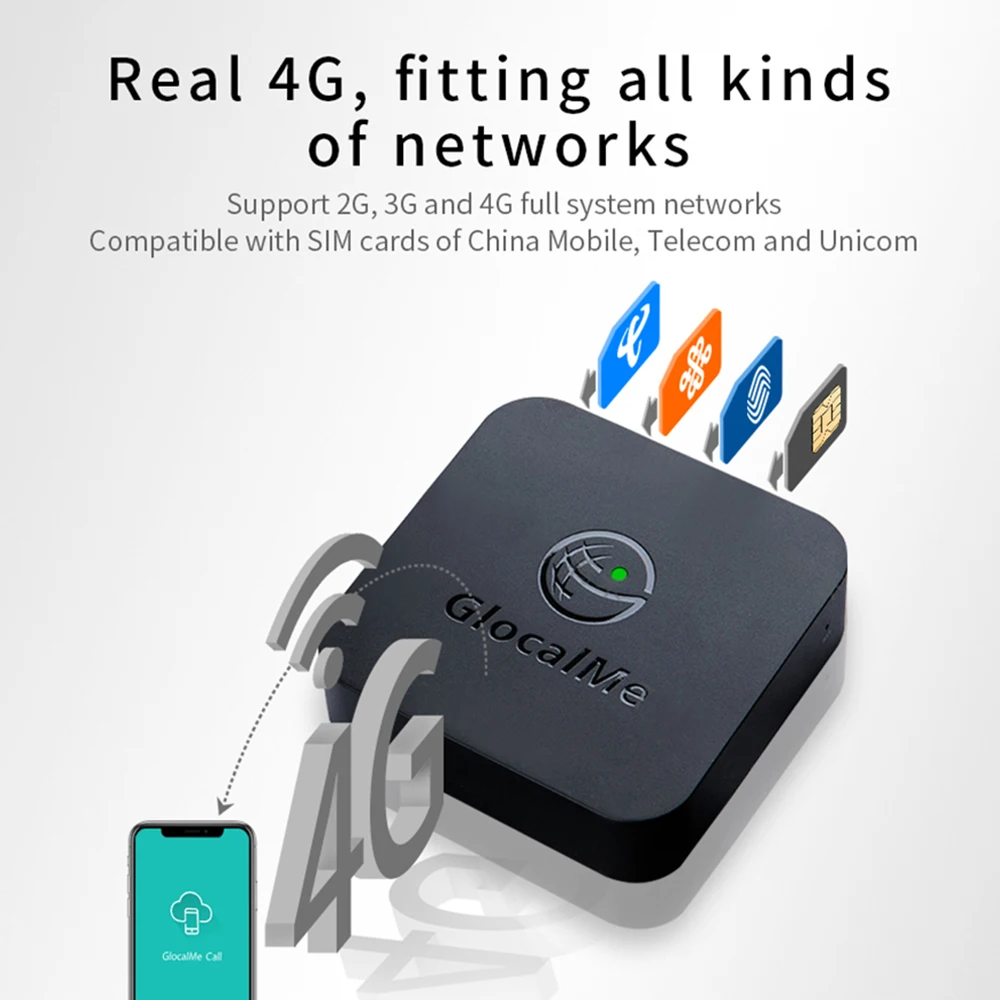 Glocalme Call Multi SIM Dual Standby No Roaming Abroad 4G SIMBOX for iOS & Android No Need Carry WiFi / Data to Make Call &SMS