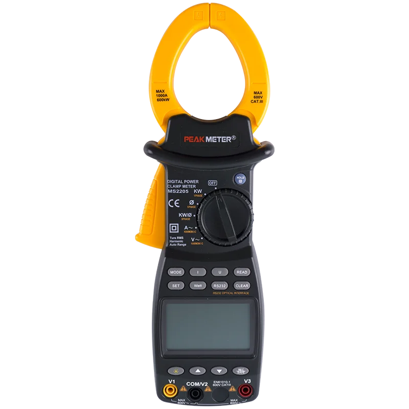 PEAKMETER MS2205 digital harmonic power clamp meter with active power apparent power factor true rms auto range RS232 function