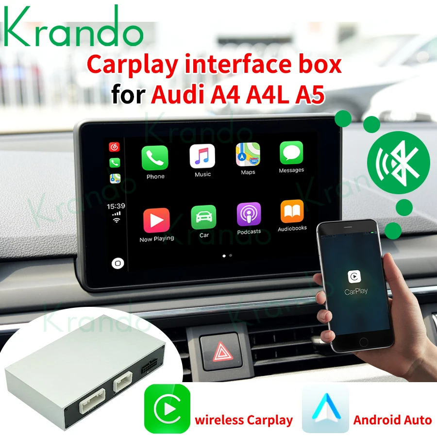 Krando WIFI Wireless CarPlay Activation Module For Audi A4 A4L A5 S4 B8 B9 2009 - 2020 MMI 3G 2G Decoder Box AirPlay Maps