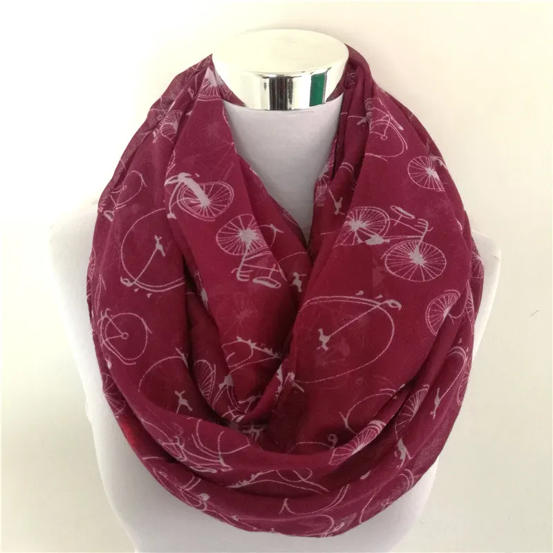 Multi-Usage Fashion Women Bicycle infinity scarf Prints Shawl Lady Stripe Scarf Popular  ring scarves for four seasons