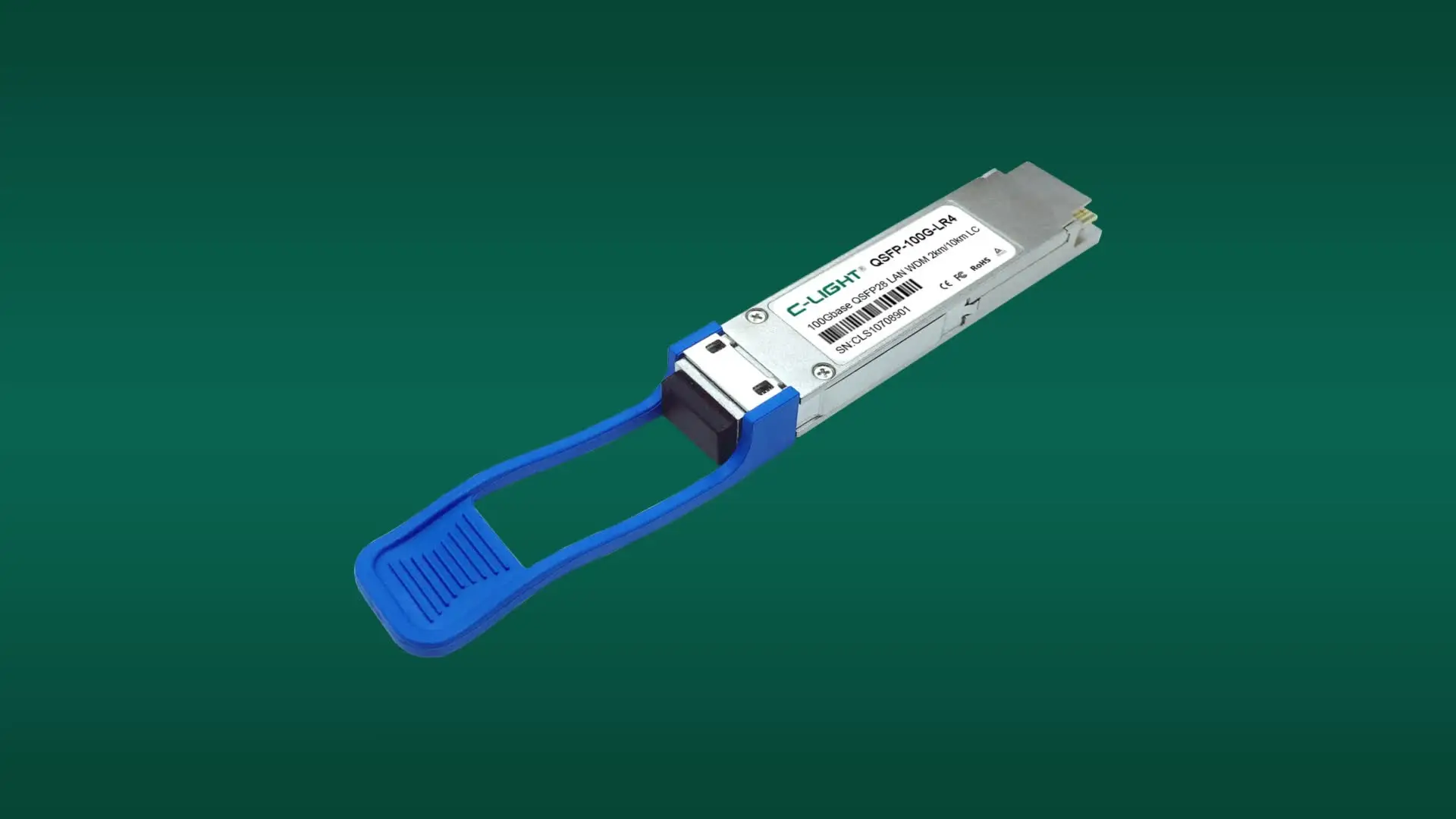 C-Light QSFP-100G-LR4 Compatible with Dl QSFP-100G-LR4-DE 100GBase-LR4 QSFP28 Transceiver (SMF, 1310nm, 10km, LC, DOM)