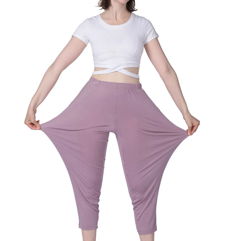 

Women's Pants Fat High Quality Cotton High Elasticity Casual Bottoming Home Loose Sports Pants Can Be Worn Purple